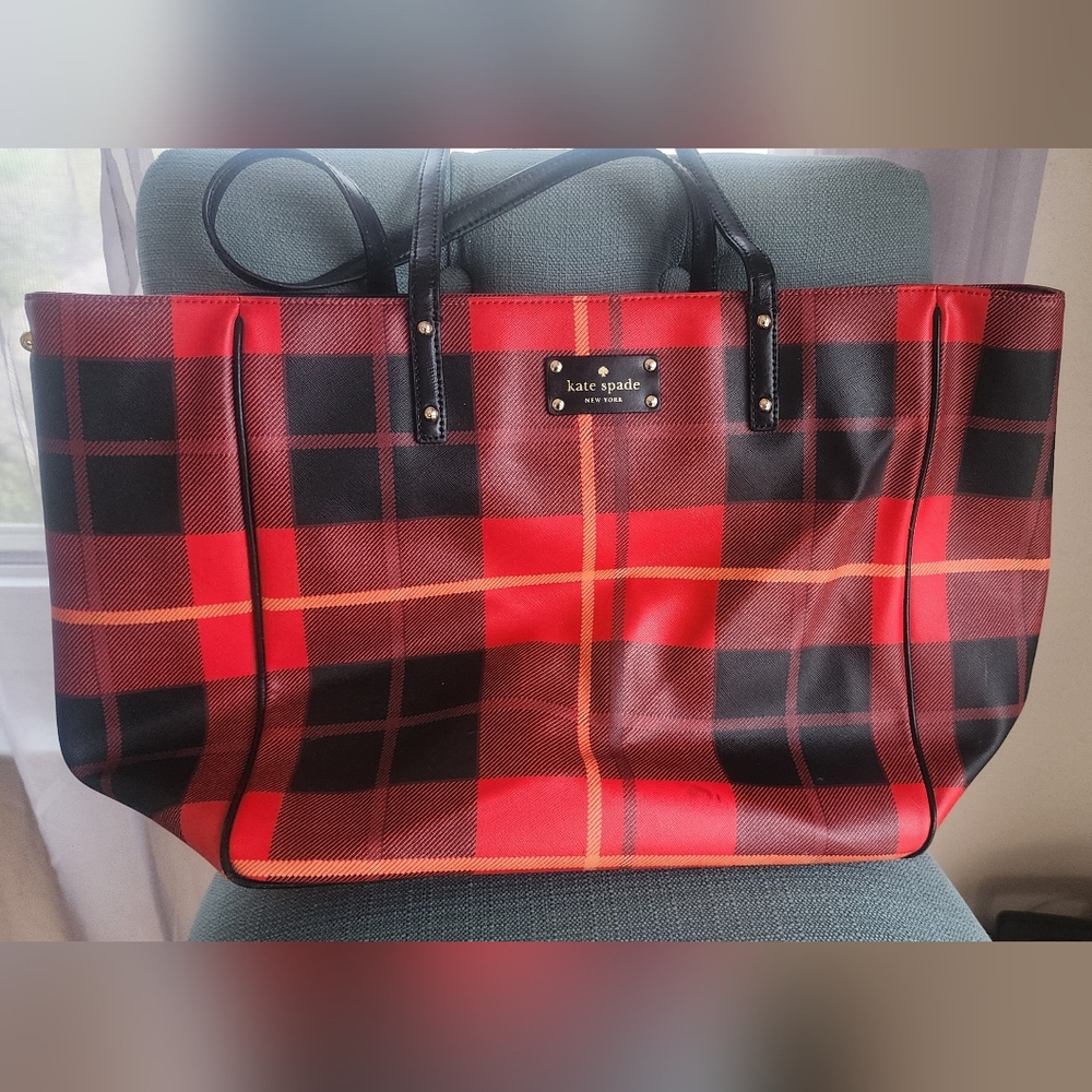 Kate Spade Red and Black Tartan Tote